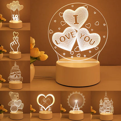 3D Lamp Acrylic USB LED Night Lights Neon Sign Lamp Xmas Home Decorations For Room Decor Valentines Day Gifts A&S Collection