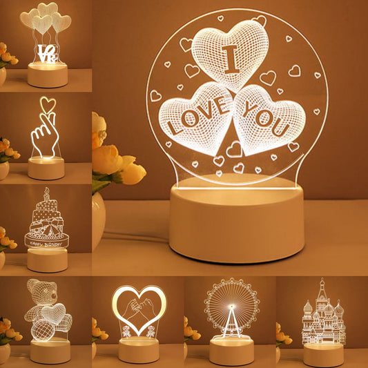 3D Lamp Acrylic USB LED Night Lights Neon Sign Lamp Xmas Home Decorations For Room Decor Valentines Day Gifts A&S Collection