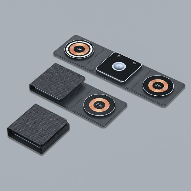 3 IN 1 Magnetic Folding Wireless Charger Station For IPhone Transparent Fast Charging For IWatch And Airpods.