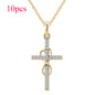 Stunning Alloy Pendant Necklace: Featuring Sparkling Diamonds and an Elegant Infinity Cross Design – Perfect for Adding Timeless Grace to Your Style CJ