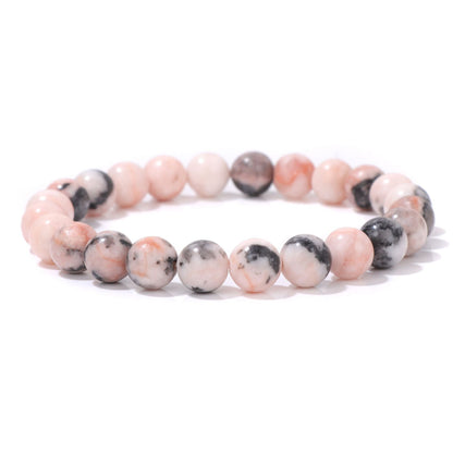 Natural Stone Pink-Red Zebra Tree of Life Bracelet - Perfect Gift for Big & Little Sisters, Girls, and Boys CJ