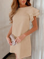 Ruffled Layered Short Sleeve Mini Dress.