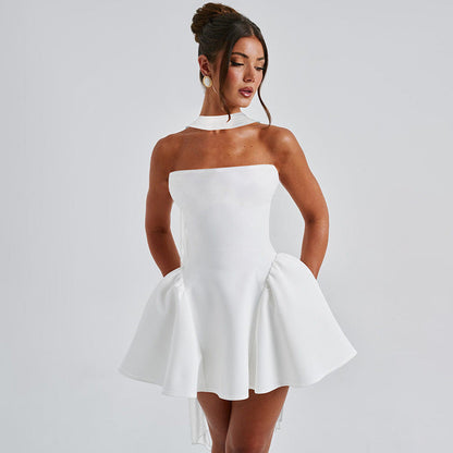 Sexy Tube Top Dress With Back Zipper Design Ins Fashion Short Dress For Party Clothing Women A&S Collection