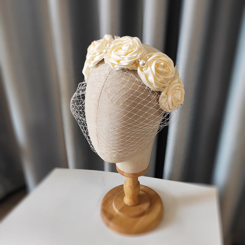 Bridal Large Flower Satin Veil Hair Hoop Headdress Wedding Dress With Accessories A&S Collection