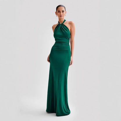 Ins Bodycon Halter Dress Sexy Backless Slim Fit Waist Slimming Maxi Dresses Prom Party Club Clothing For Women A&S Collection