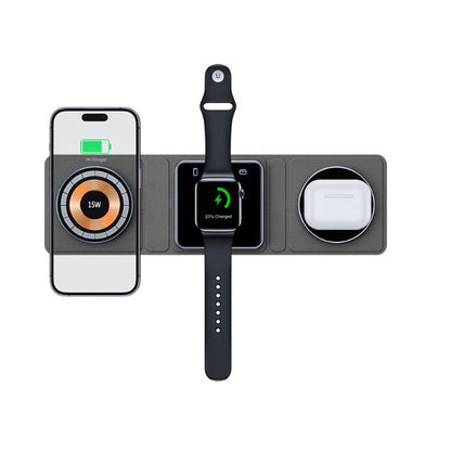 3 IN 1 Magnetic Folding Wireless Charger Station For IPhone Transparent Fast Charging For IWatch And Airpods.