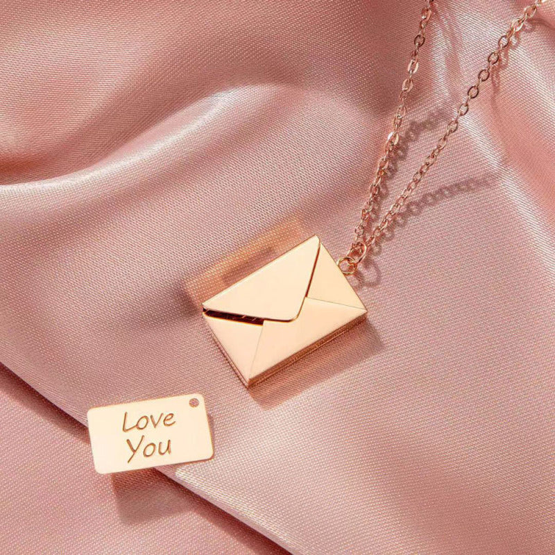 Artistic Envelope Charm Necklace: Stainless Steel, Commemorative, Stylish Design A&S Collection
