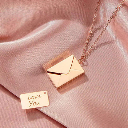 Artistic Envelope Charm Necklace: Stainless Steel, Commemorative, Stylish Design A&S Collection