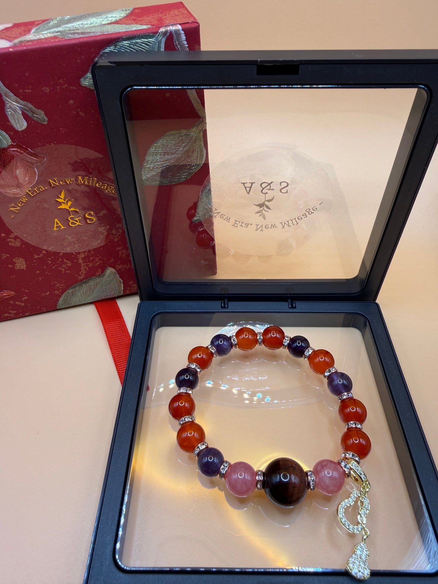 A&S Deep Sea Guardian · Obsidian & Aquamarine Energy Bracelet