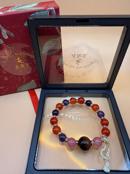 A&S Deep Sea Guardian · Obsidian & Aquamarine Energy Bracelet