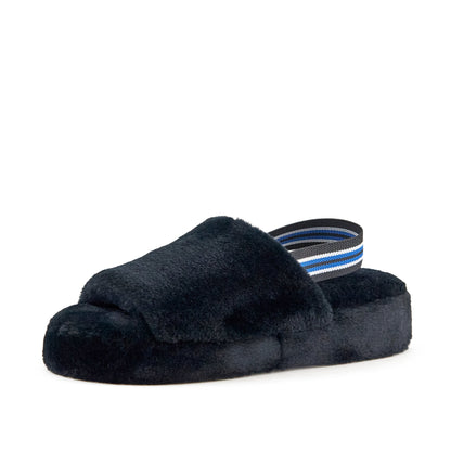 Women's Lisbon Faux Fur Slipper Black Pear Aeneas