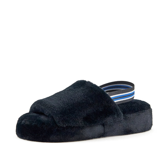 Women's Lisbon Faux Fur Slipper Black Pear Aeneas