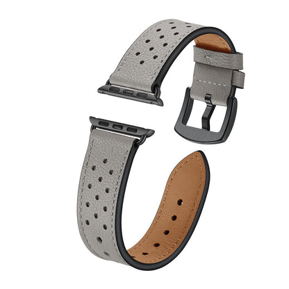 Solid Color Porous Model Breathable Leather Wristband A&S Collection