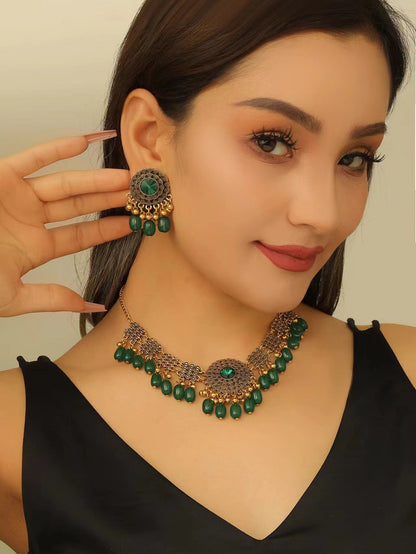 Retro Indian Style Necklace And Earrings Suite A&S Collection