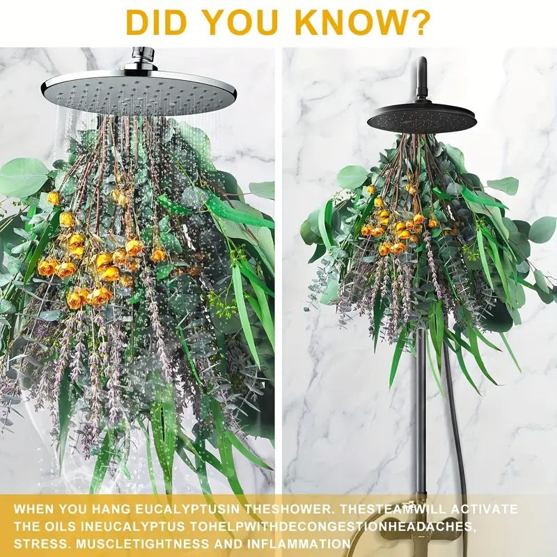 **Elegant eucalyptus lavender stems—refresh your shower decor naturally.** CJ