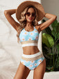 Plus Size Split Swimsuit Printed Zipper Bikini Swimsuit CJ
