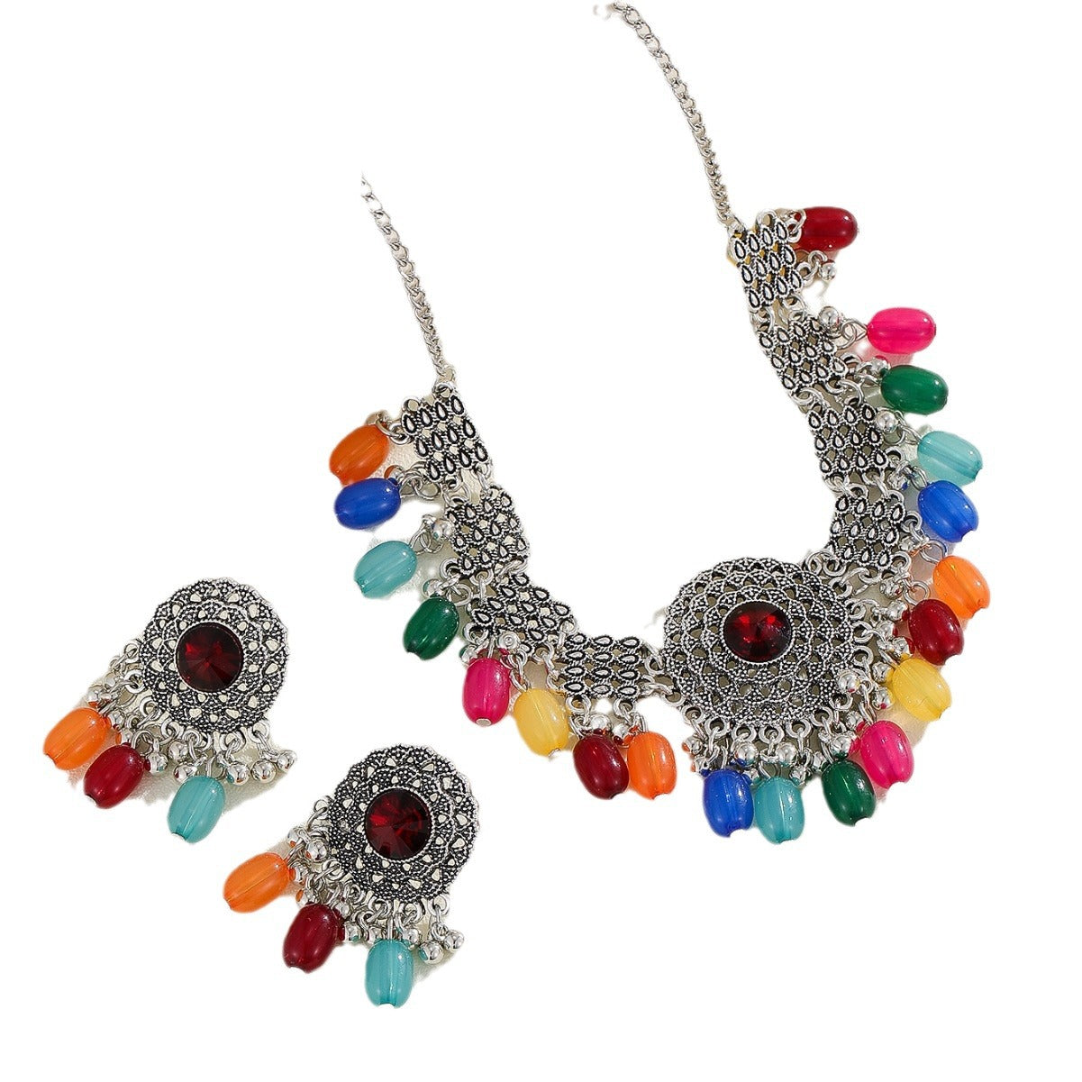 Retro Indian Style Necklace And Earrings Suite A&S Collection