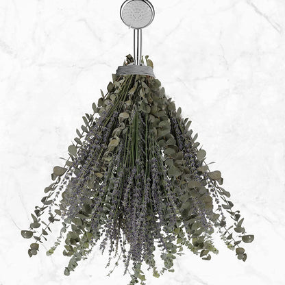 **Elegant eucalyptus lavender stems—refresh your shower decor naturally.** CJ