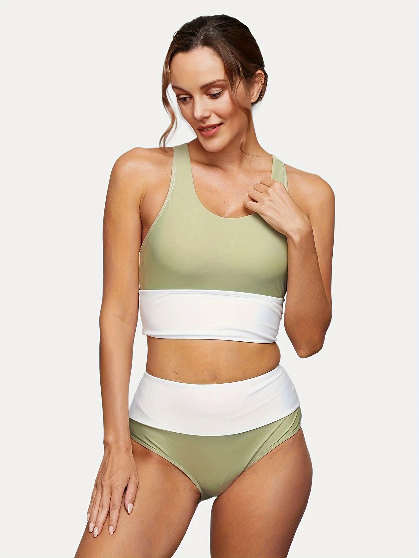 Plus Size Split Swimsuit Printed Zipper Bikini Swimsuit CJ