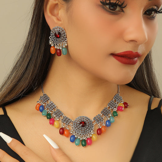 Retro Indian Style Necklace And Earrings Suite A&S Collection