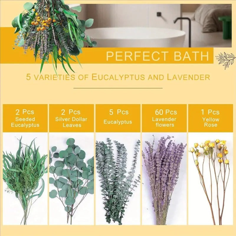 **Elegant eucalyptus lavender stems—refresh your shower decor naturally.** CJ