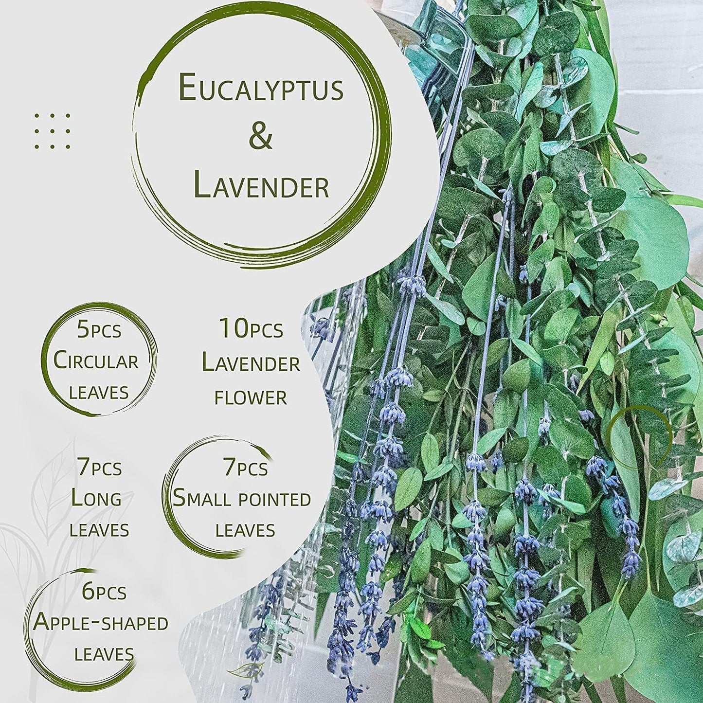 **Elegant eucalyptus lavender stems—refresh your shower decor naturally.** CJ