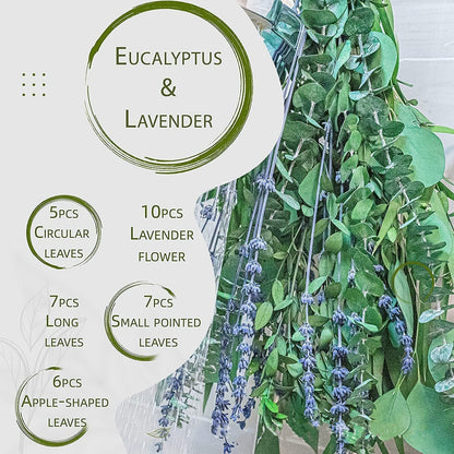 **Elegant eucalyptus lavender stems—refresh your shower decor naturally.** CJ