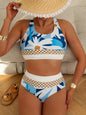 Plus Size Split Swimsuit Printed Zipper Bikini Swimsuit CJ