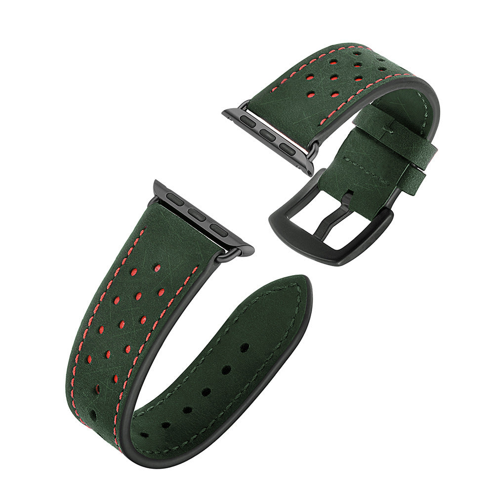 Solid Color Porous Model Breathable Leather Wristband A&S Collection