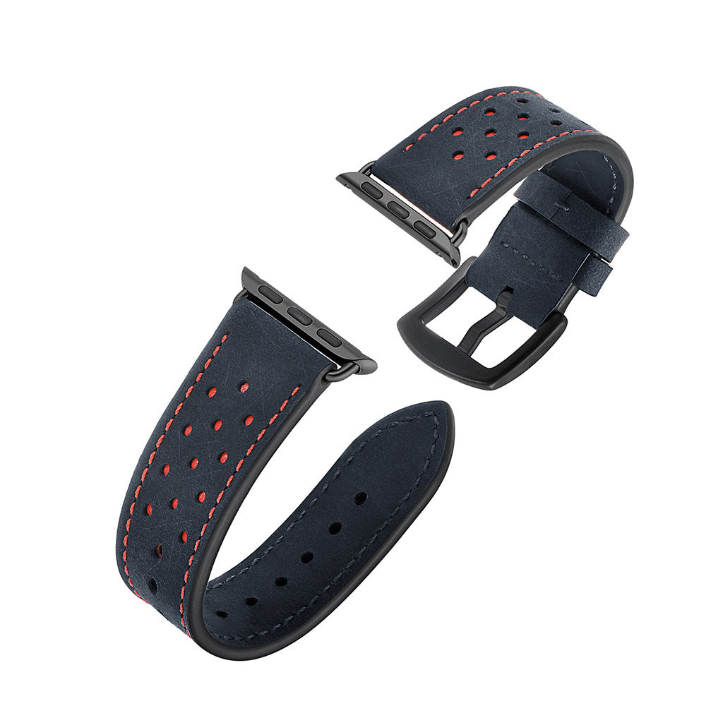 Solid Color Porous Model Breathable Leather Wristband A&S Collection