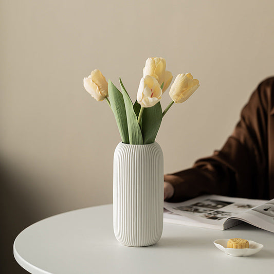 Vertical Pattern Ceramic Vase Ins High-grade Appearance CJ