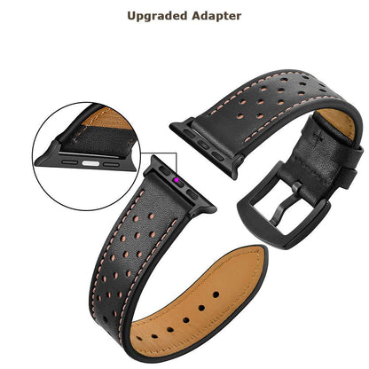 Solid Color Porous Model Breathable Leather Wristband A&S Collection