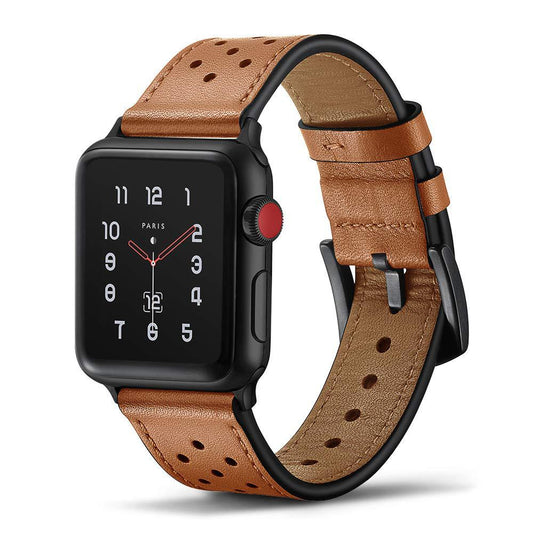 Solid Color Porous Model Breathable Leather Wristband A&S Collection