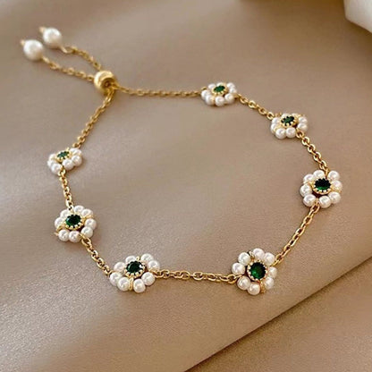 Pearl Flowers Bracelet All-match Fashion Adjustable Chain Bracelet A&S Collection