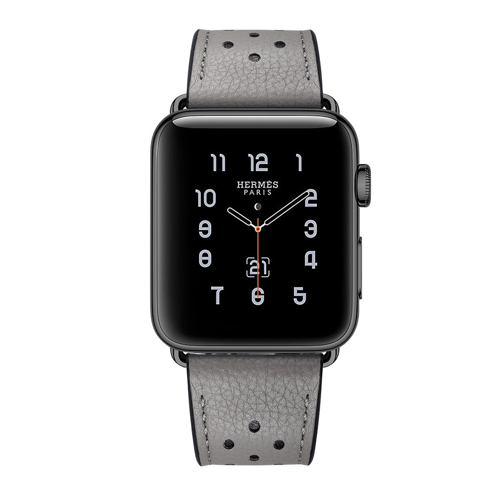 Solid Color Porous Model Breathable Leather Wristband A&S Collection