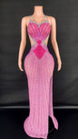 Show-Stopping Bodycon Dress: Sling-Style with Super Shiny Light Diamond Accents, Cinched Design, and Sleeveless Cut – Perfect for Parties and Stage Performances CJ