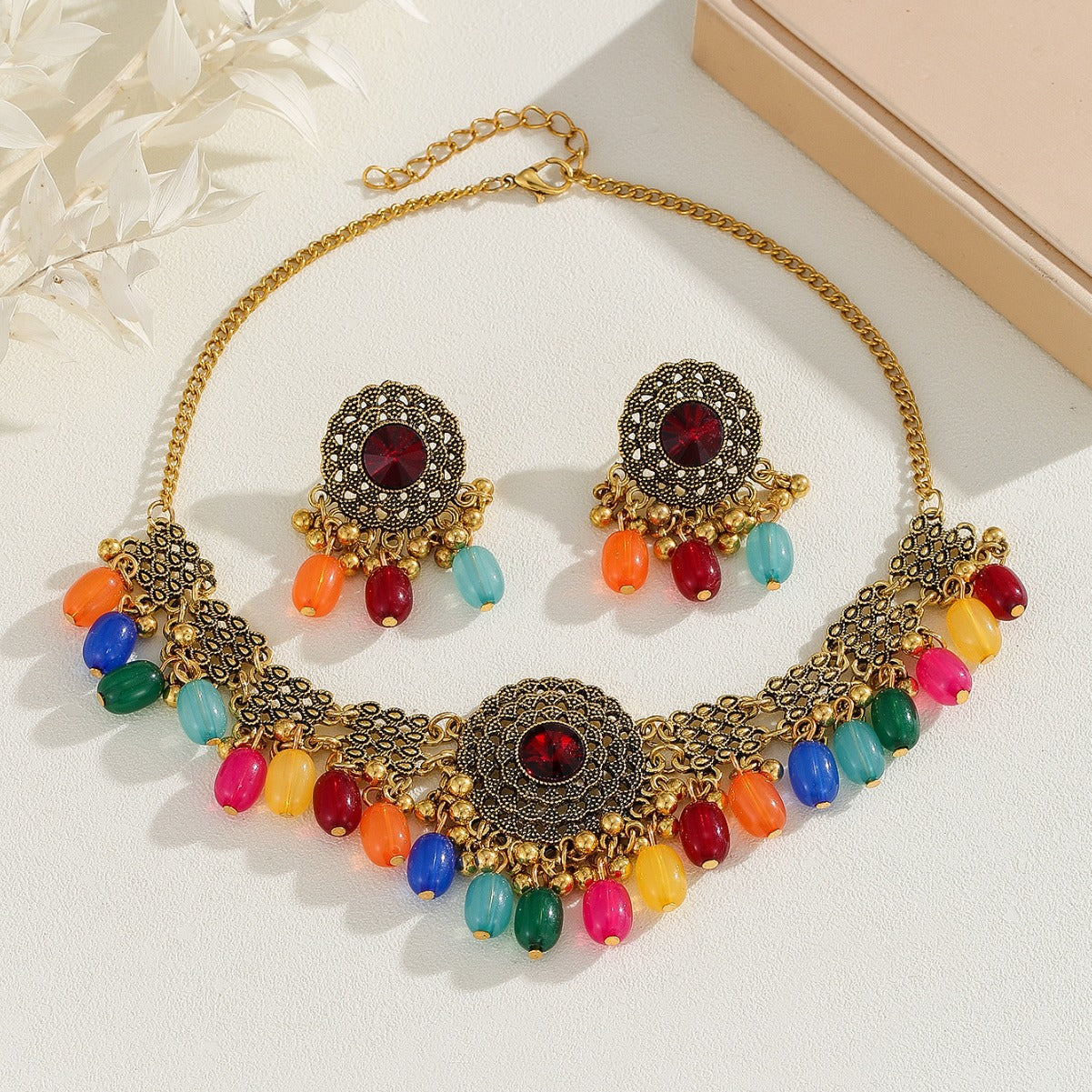 Retro Indian Style Necklace And Earrings Suite A&S Collection