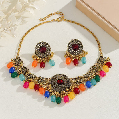 Retro Indian Style Necklace And Earrings Suite A&S Collection