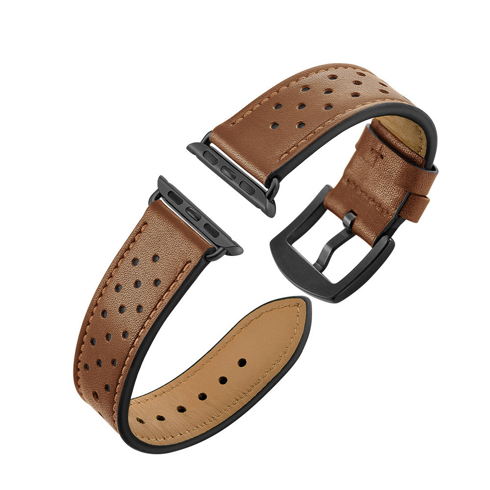 Solid Color Porous Model Breathable Leather Wristband A&S Collection