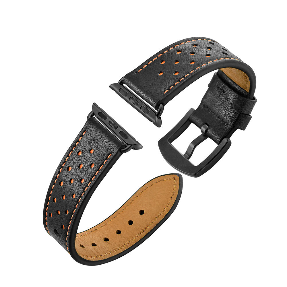 Solid Color Porous Model Breathable Leather Wristband A&S Collection