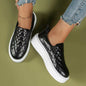 Slip-on Flats Loafers Lightweight  Casual Platform Shoes White/Black Silver Juneberry