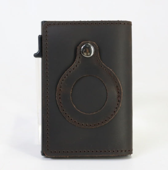 AirTag Wallet Anti Theft Bullet Card Bag Multi-functional Rfid Card Holder Men's Leather Slim Wallets For Airtag Air Tag A&S Collection