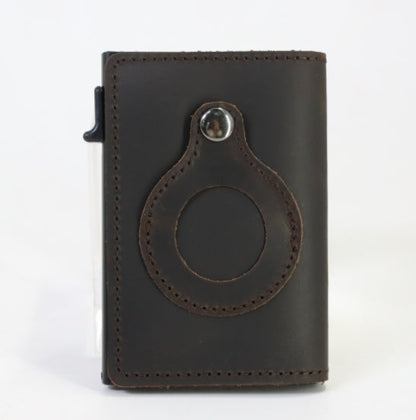 AirTag Wallet Anti Theft Bullet Card Bag Multi-functional Rfid Card Holder Men's Leather Slim Wallets For Airtag Air Tag A&S Collection