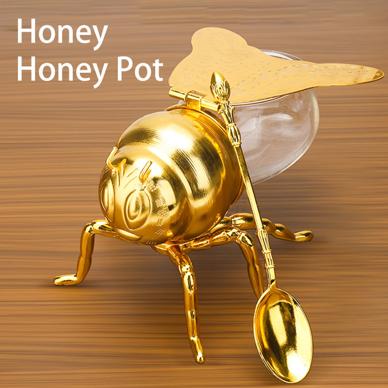 Bee Shaped Honey Jar with Spoon: Versatile Novelty Container for Condiments and Oil – Perfect for Kitchen, Festive Parties, and Everyday Use A&S Collection