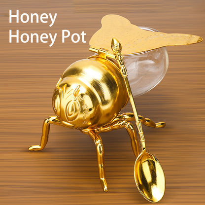 Bee Shaped Honey Jar with Spoon: Versatile Novelty Container for Condiments and Oil – Perfect for Kitchen, Festive Parties, and Everyday Use A&S Collection