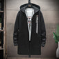 Tide brand Large Size Chinese style jacket Jacket Medium long hooded windbreaker male solid color printed long windbreaker male A&S Collection