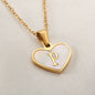 26 Letter Heart-shaped Necklace White Shell Love Clavicle Chain Fashion Personalized Necklace For Women Jewelry Valentine's Day A&S Collection