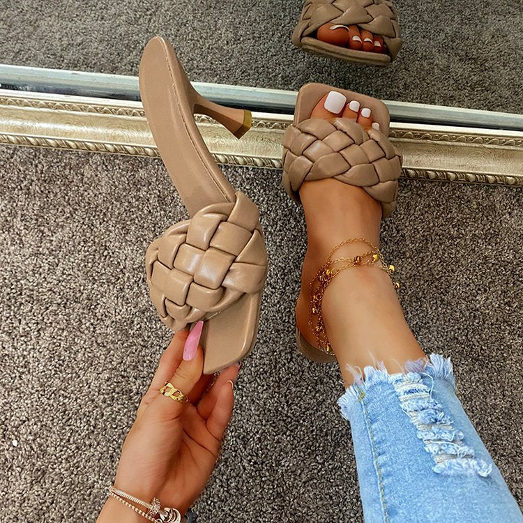 Sexy high-heeled woven sandals in European and American styles, comfortable in large sizes. A&S Collection