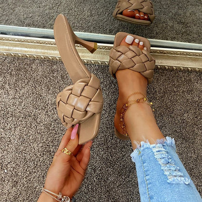 Sexy high-heeled woven sandals in European and American styles, comfortable in large sizes. A&S Collection
