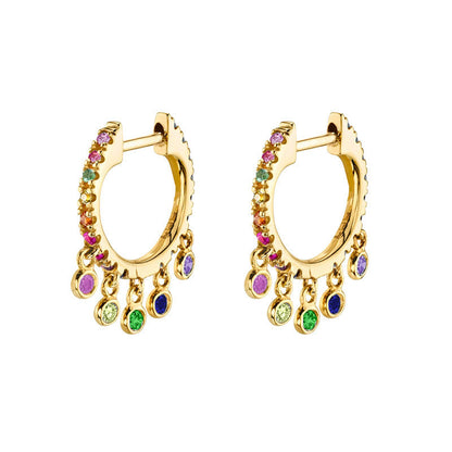 S925 Silver needle selling wind color earrings pendant female retro style studded with zircon earrings A&S Collection